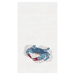 Blue crab Waffle Weave Kitchen Towel 18x27" (CF)