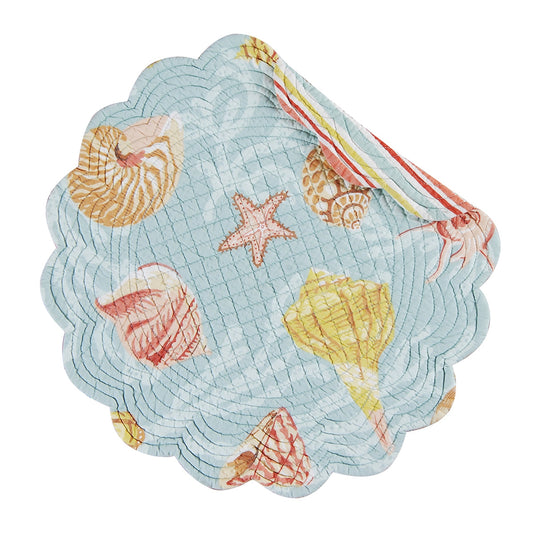 St. Martin Blue Round Quilted Placemat (CF)