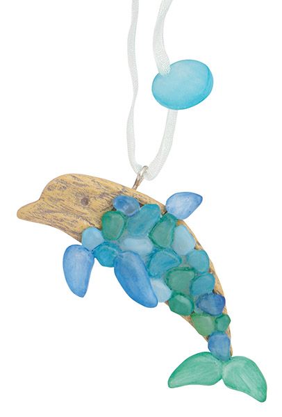 Sea Glass Look Dolphin Ornament (CSI)