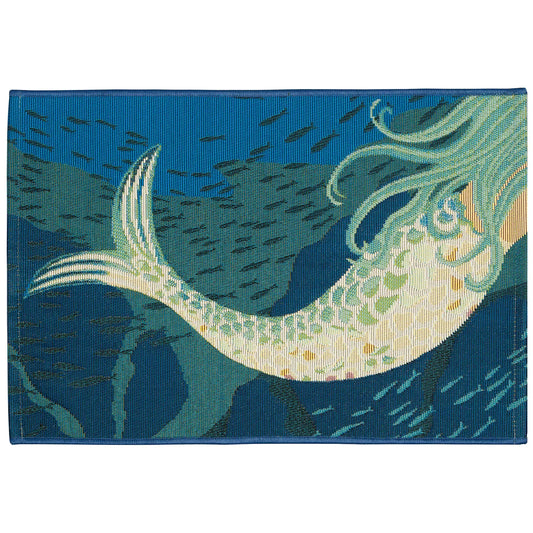 Mermaid - 24x34.5 Non-Skid Indoor Outdoor Weaved Mat (TOI)