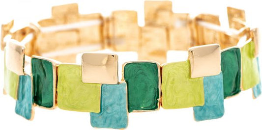 Coastal Greens Layered Blocks Bracelet (RJC)