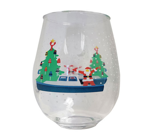 Coatal Christmas Acrylic Stemless Wine Glass 15oz (MII)