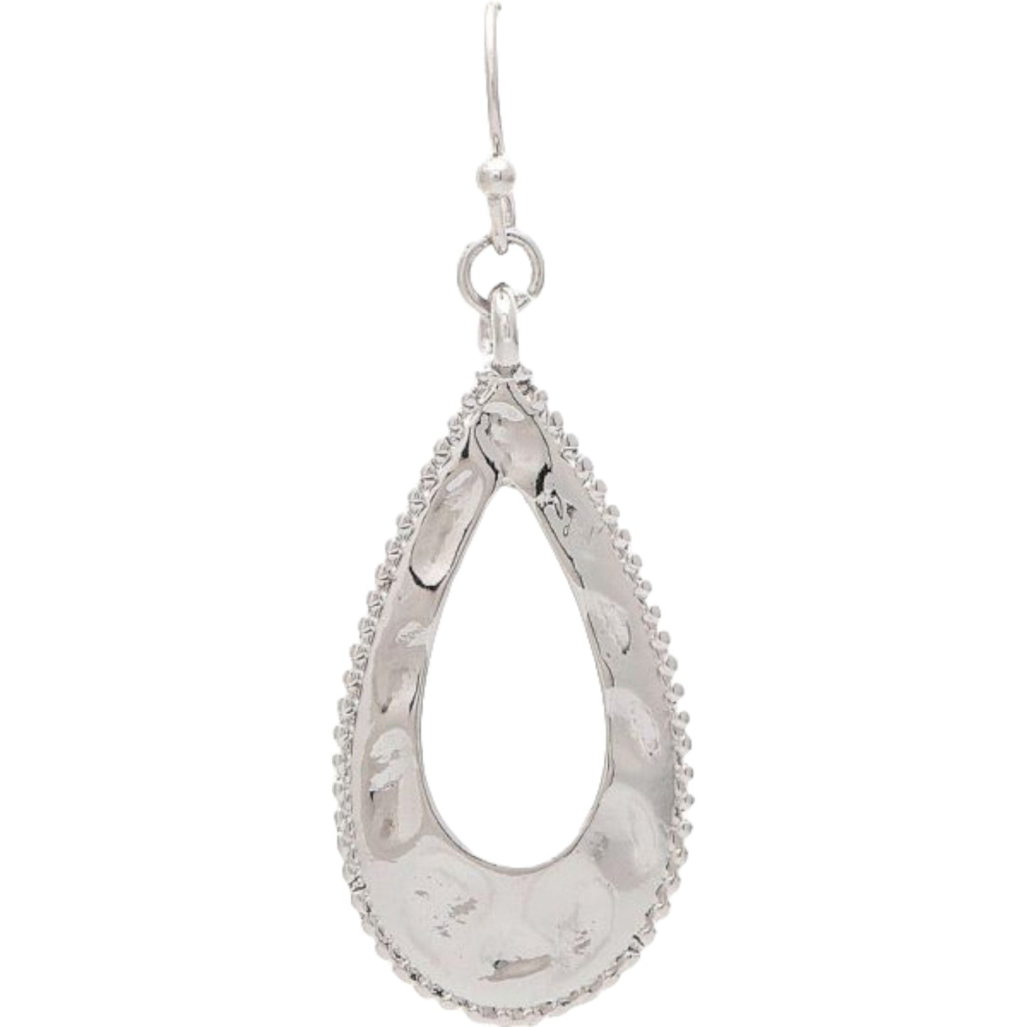 Silver Hammered Open Teardrop Earrings (RJC)