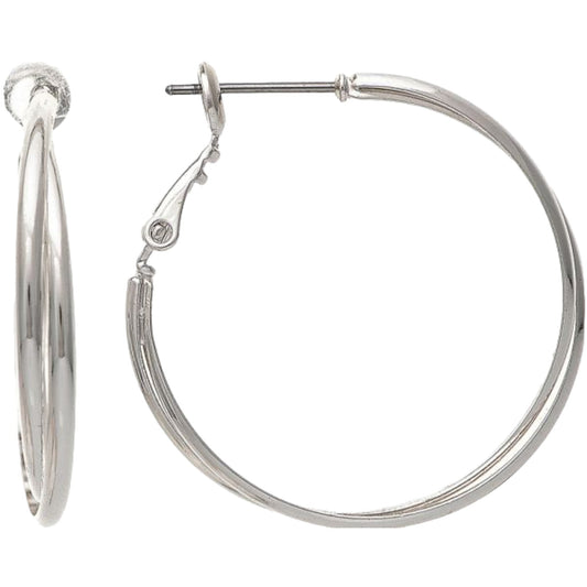 Silver Medium Double Hoop Earrings (RJC)