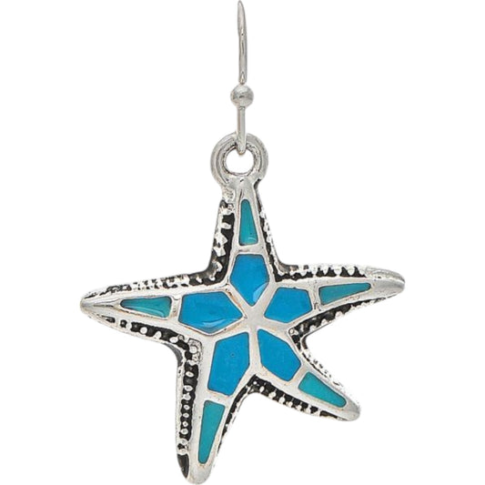 Blue Inlay Starfish Earrings (RJC)
