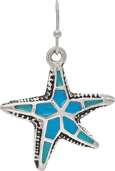 Blue Inlay Starfish Earrings (RJC)