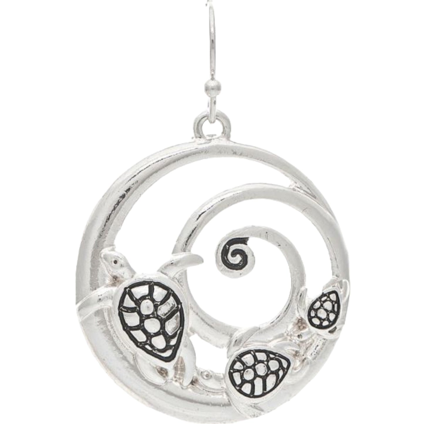 Silver Turtle Tidal Pool Swirl Earrings (RJC)