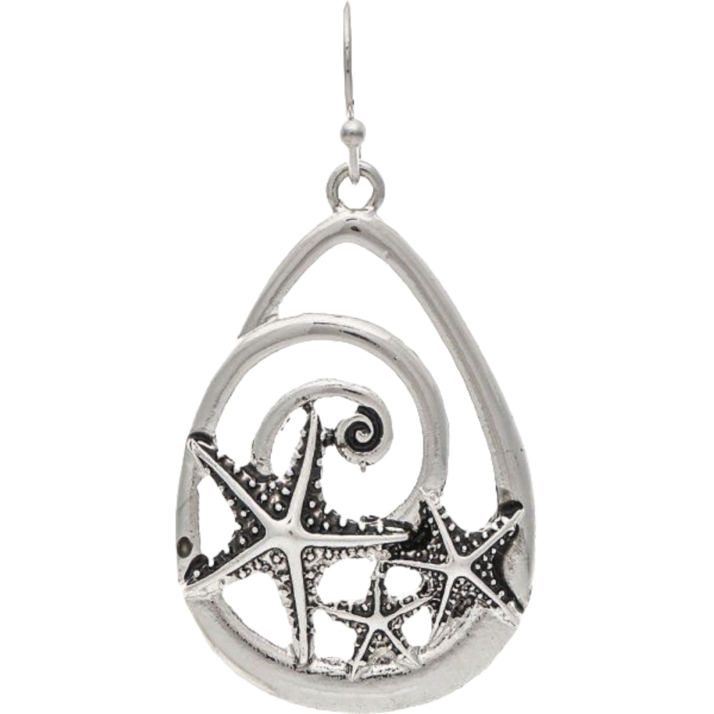 Silver Starfish Friends Swirl Earrings (RJC)