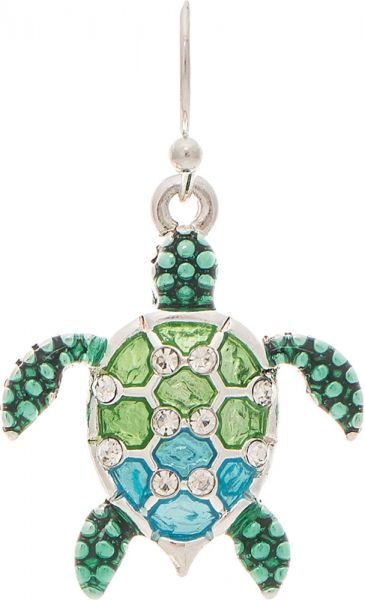 Silver w/ Green/Blue Turtle Earrings (RJC)