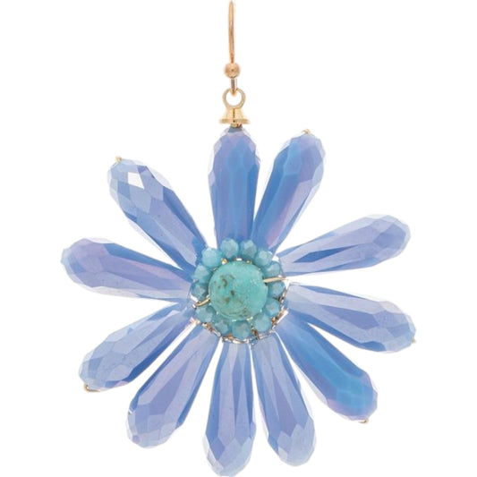 Blue Glass Flower Earrings (RJC)