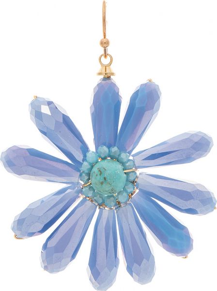 Blue Glass Flower Earrings (RJC)