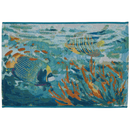 Tropical Fish - 24x34.5 Non-Skid Indoor Outdoor Weaved Mat (TOI)