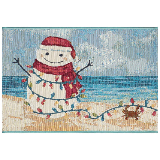 Snowman 19x29 Non-Skid Indoor Outdoor Weaved Mat (TOI)