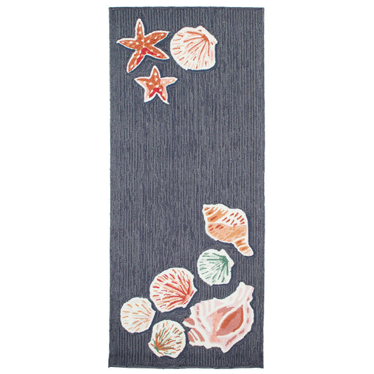 Blue Shells 24x60 Runner Indoor Outdoor Rug (TOI)