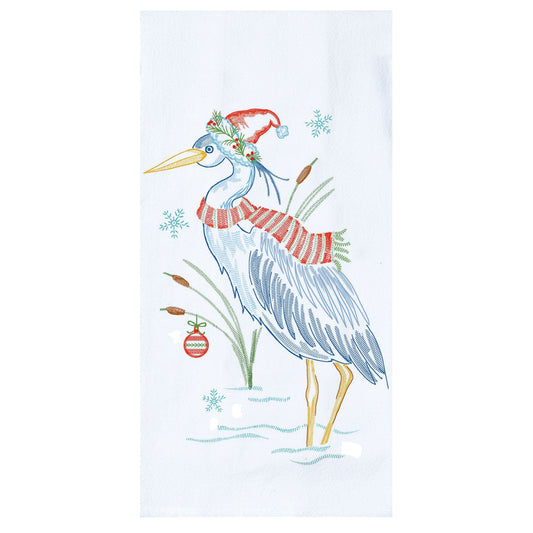 Christmas Heron 17.5x28 Flour Sack Kitchen Towel (KDD)