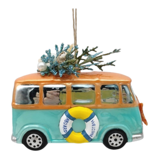 Beach Van w/ Tree Glass Ornament (D2D)