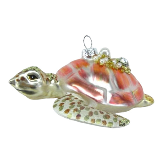 Pink Shimmery Turtle Glass Ornament (D2D)