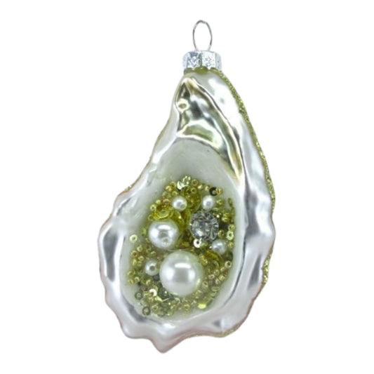 Shimmery Oyster w/ Pearls Glass Ornament (D2D)