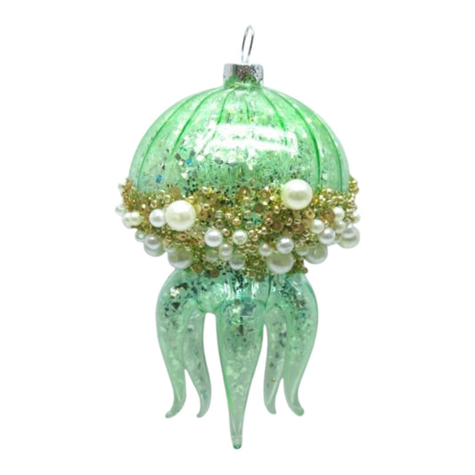 Green Jellyfish Glass Ornament (D2D)