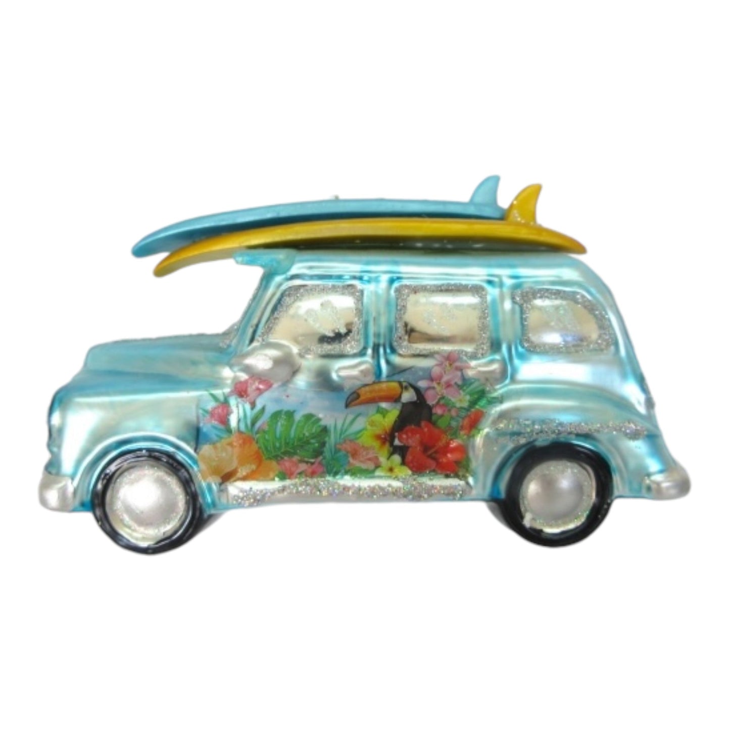 Blue Beach Van Glass Ornament (D2D)