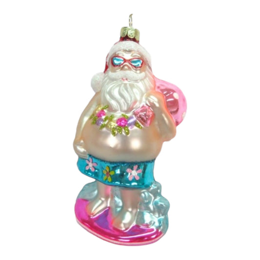 Beach Santa Glass Ornament (D2D)