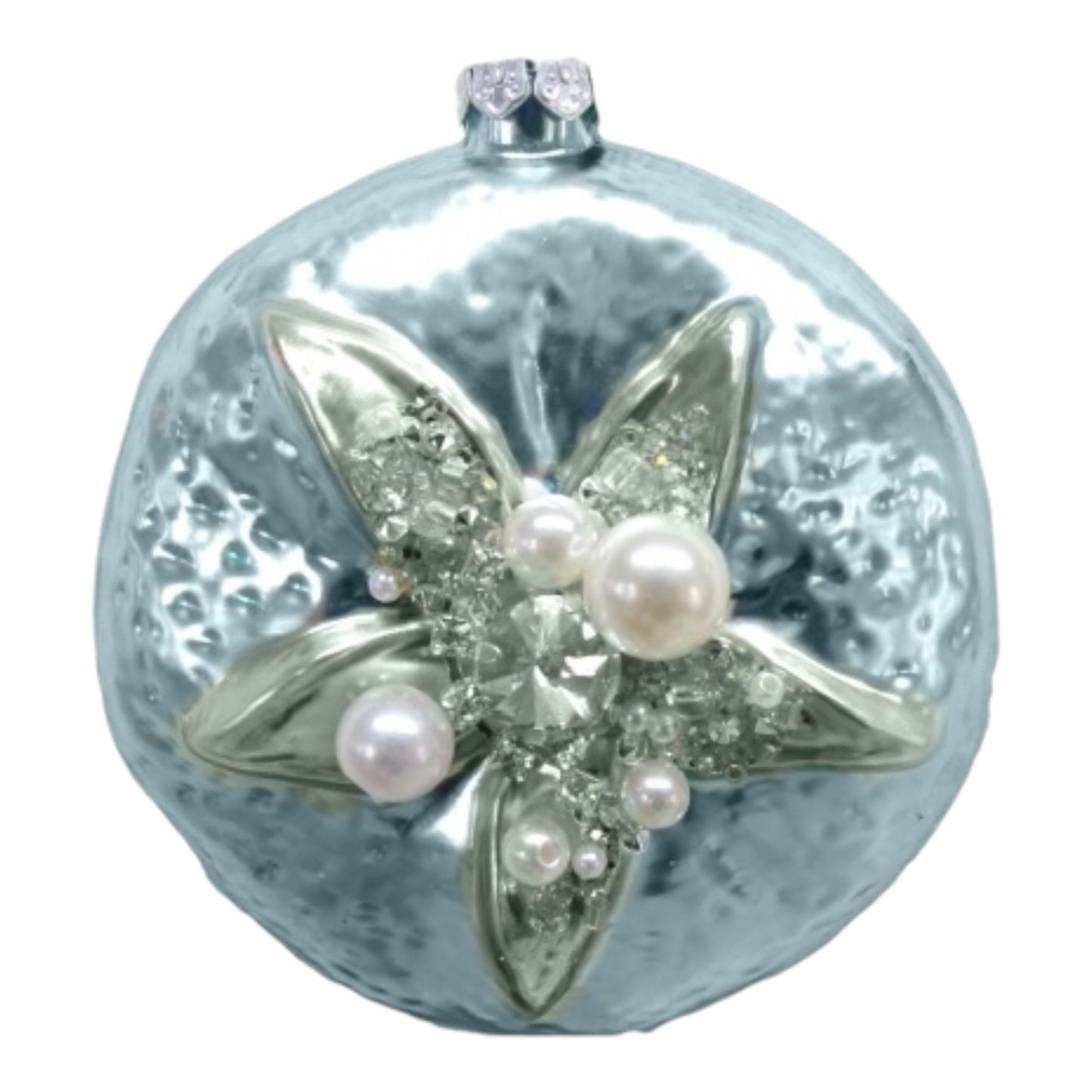 Blue Sand Dollar w/ Pearls Glass Ornament (D2D)