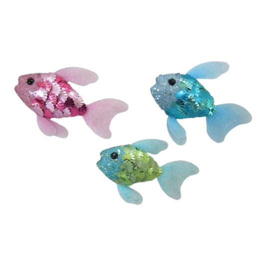 Glitter Fish - Blue Glass Ornament (D2D)