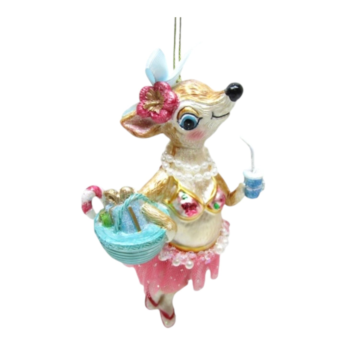 Island Female Reindeer Glass Ornament (D2D)