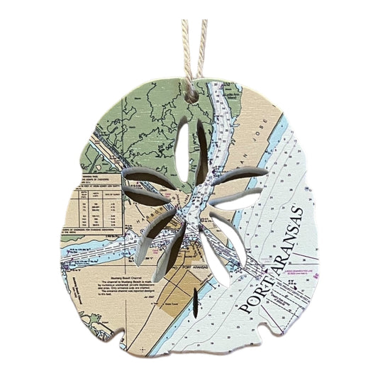 Sand Dollar Port Aransas Map Ornament (MMSC)