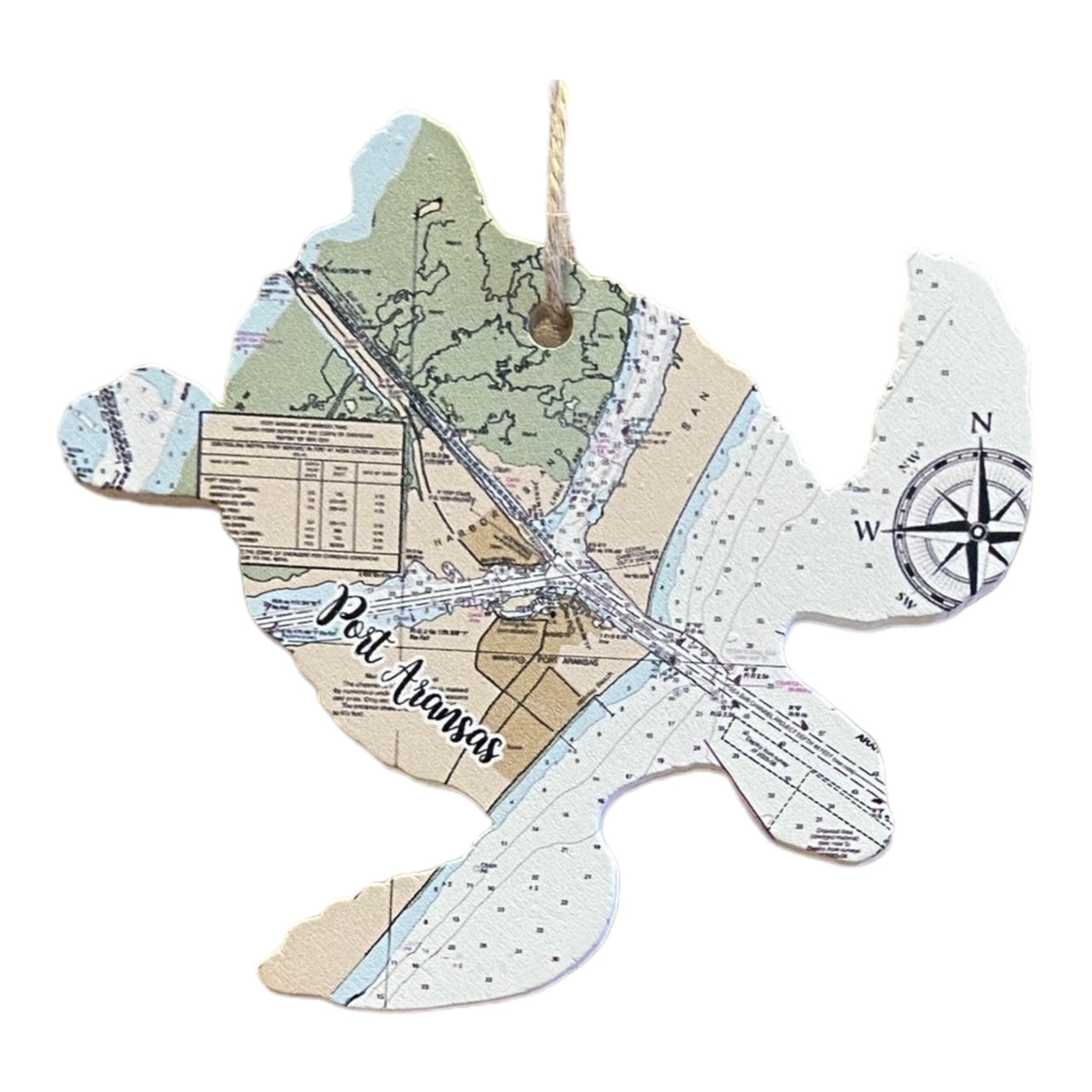 Sea Turtle Port Aransas Map Ornament (MMSC)