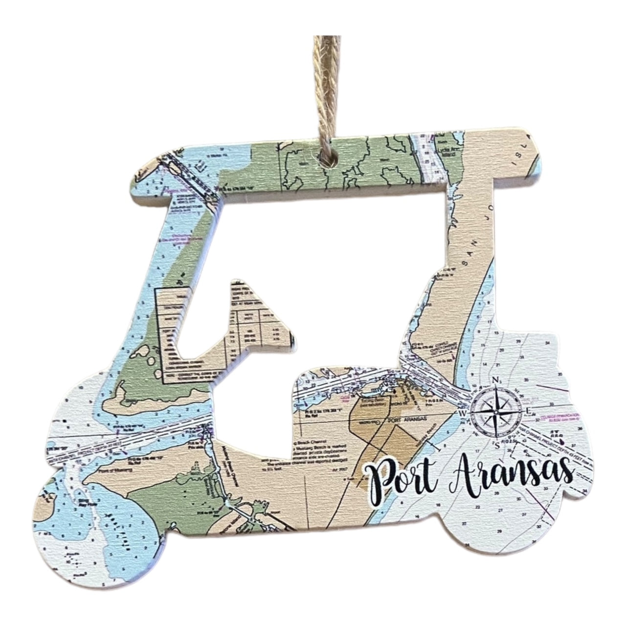 Golf Cart Port Aransas Map Ornament (MMSC)