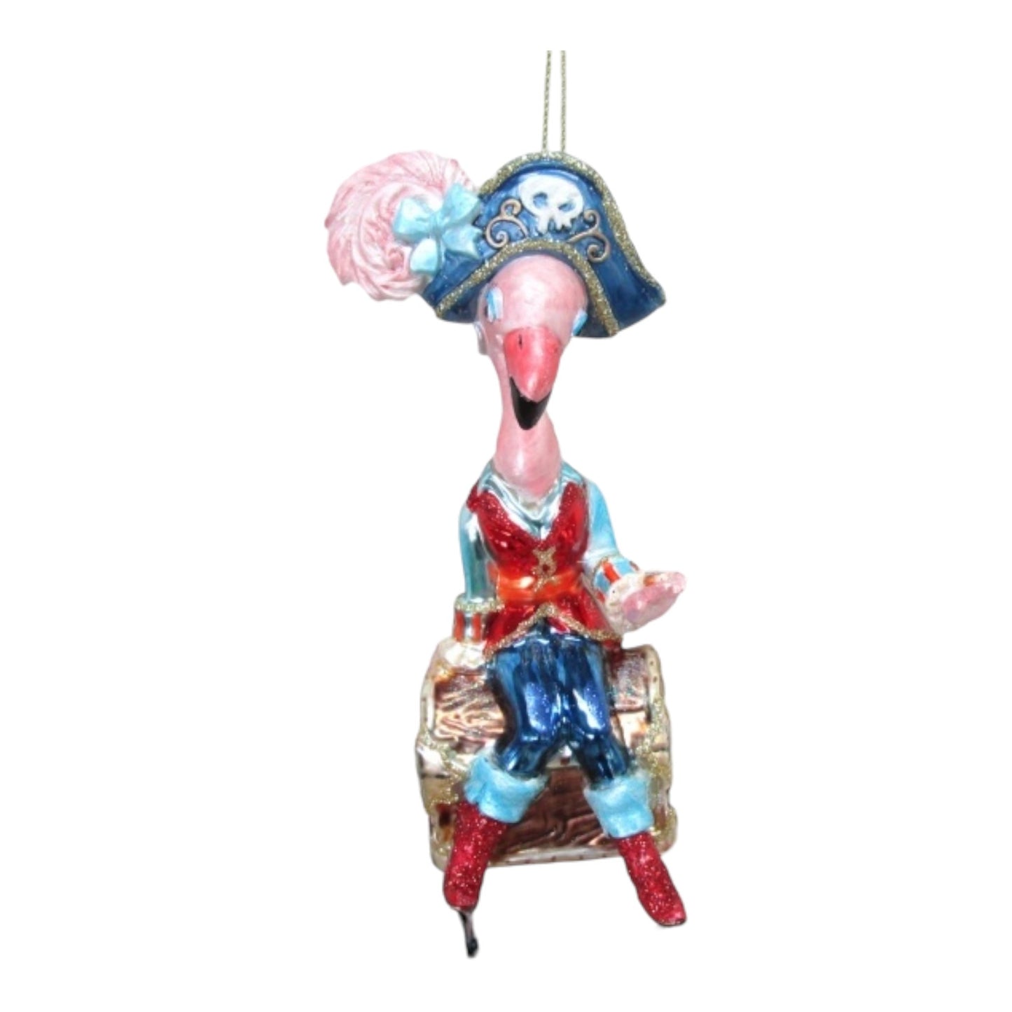 Pirate Flamingo Glass Ornament (D2D)