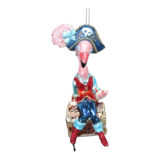 Pirate Flamingo Glass Ornament (D2D)