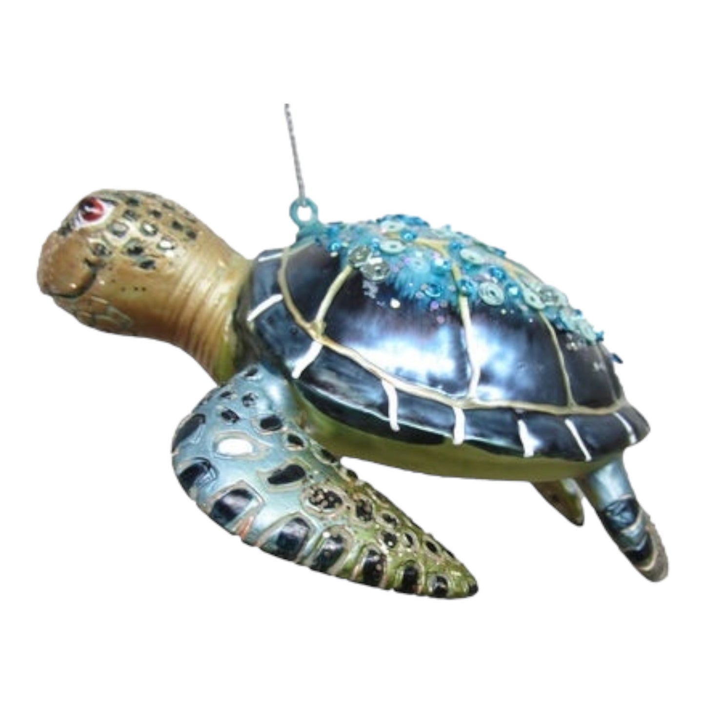 Smiling Sea Turtle Glass Ornament (D2D)