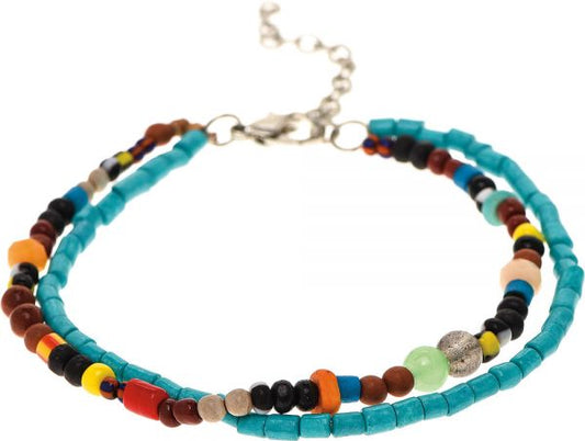 Multi Boho and Natural Turquoise Anklet (RJC)