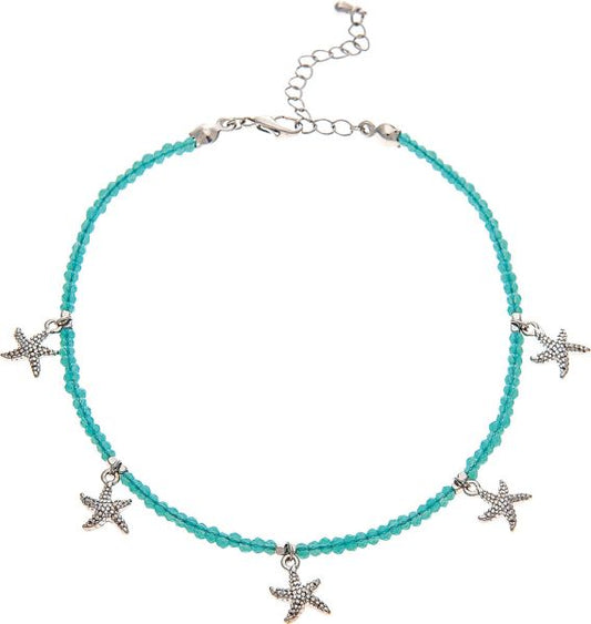 Light Blue Beads w/ Starfish Anklet (RJC)