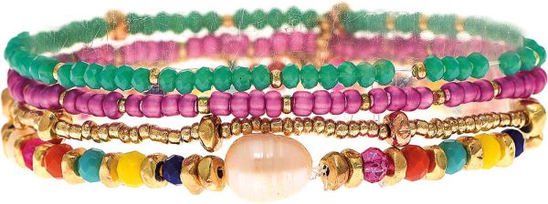 Colorfull Multirow w/ Freshwater Pearl Bracelet (RJC)