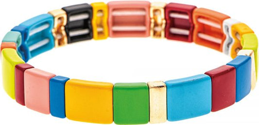 Multi Color Blocks Stretch Bracelet (RJC)