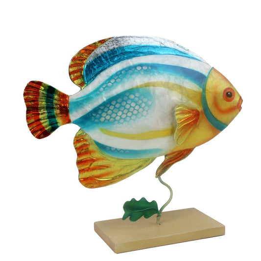 Capiz Metal Tropical Fish on stand (B2CS)