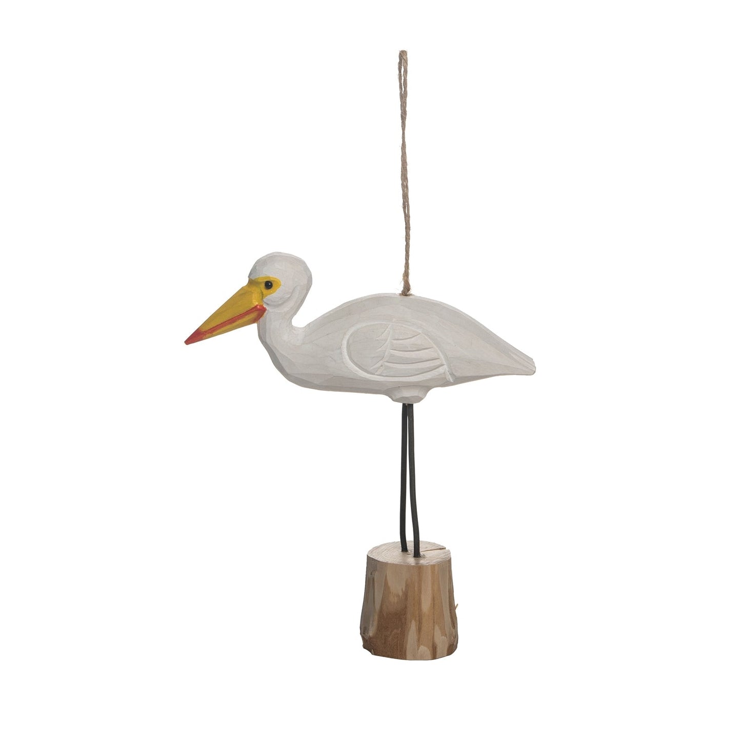 Wood Snowy Egret Ornament (B2C)