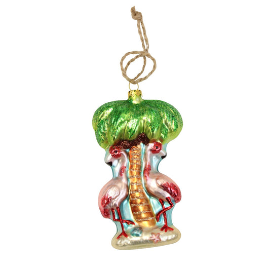 Palm Tree w/ 2 Flamingos Ornament (B2C)