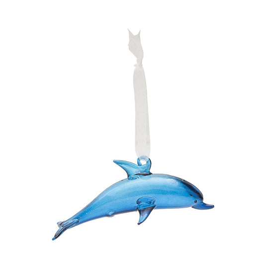 Dark Blue Glass Dolphin Ornament (B2C)