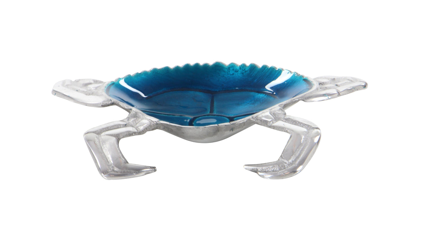 Large Aluminum Blue Enamel Crab 11" Bowl