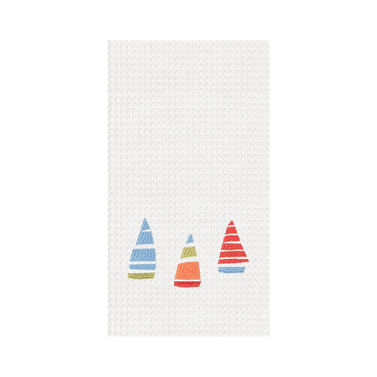 Sail Boats Waffle Weave Kitchen Towel 18x27" (CF)