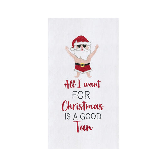 Santa Tan Christmas Flour Sack Kitchen Towel 18x27 (CF)