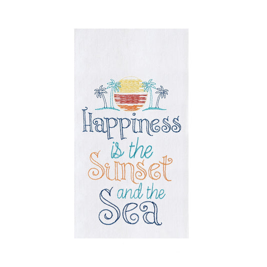 Sunset and Sea Flour Sack Kitchen Towel 18x27" (CF)