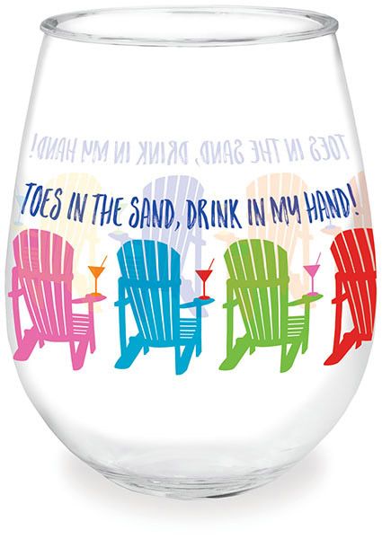 Beach Chairs w/ Port Aransas Acrylic Wine Glass (CSI)