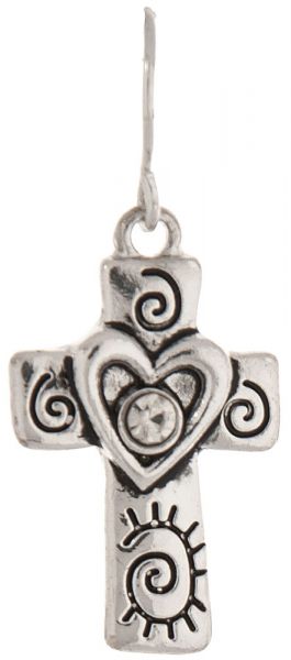 Silver Cross w/ Heart Earrings (RJC)