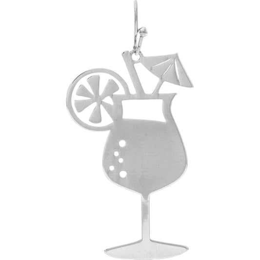 Silver Bubbly Cocktail Glasses Earrings (RJC)