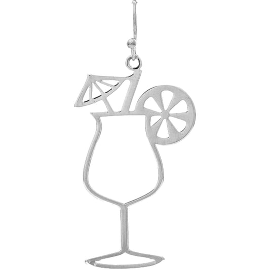 Silver Cocktail Glasses Earrings (RJC)